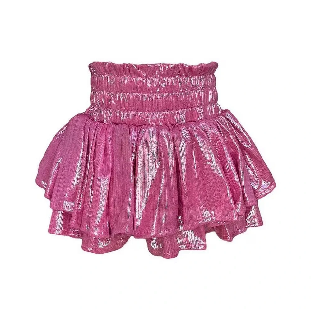 LOLA AND THE BOYS Metallic Skirt Skort Girls Size 8 Pink Dance Party Birthday